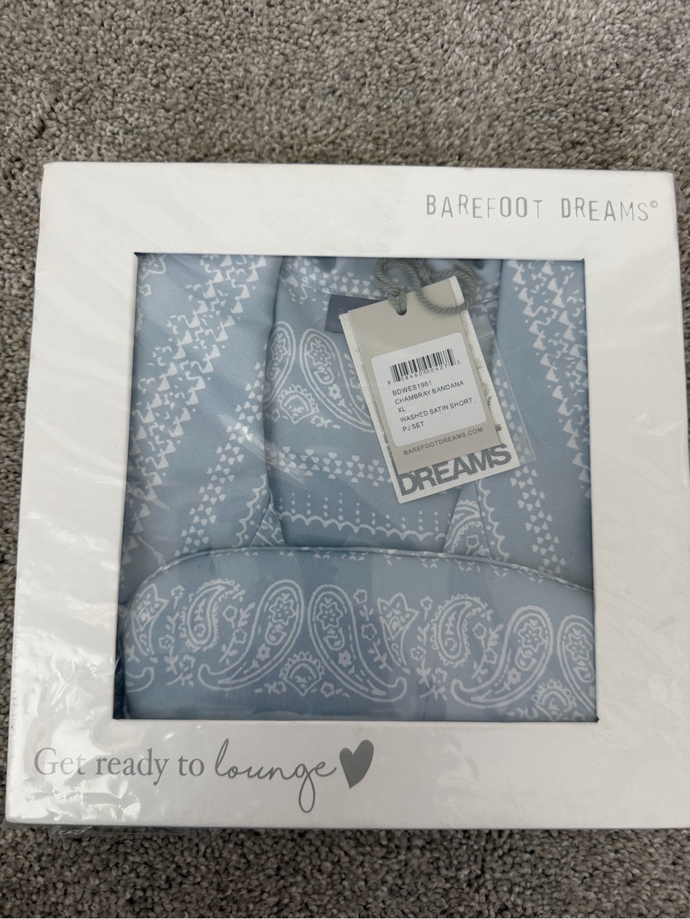 Barefoot Dreams Light Blue Paisley Satin Lounge Set